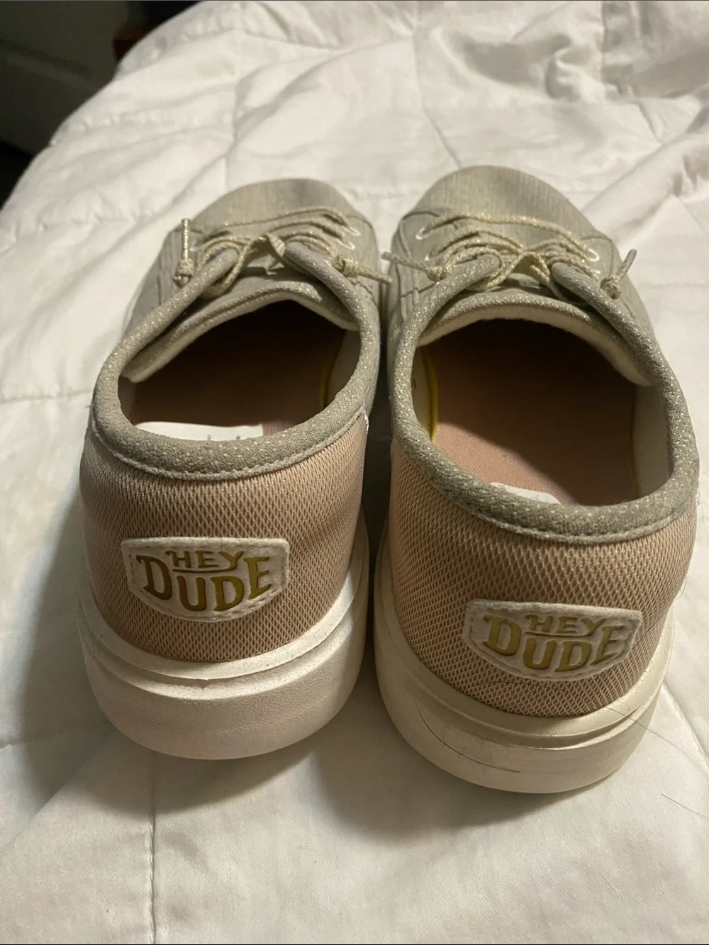 Hey Dude Sparkle Lace-Up Sneakers - Light Beige